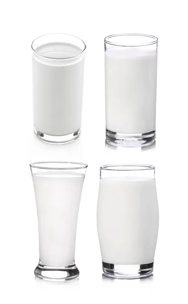 Glas Mjölk Isolerad Vit Bakgrund — Stockfoto