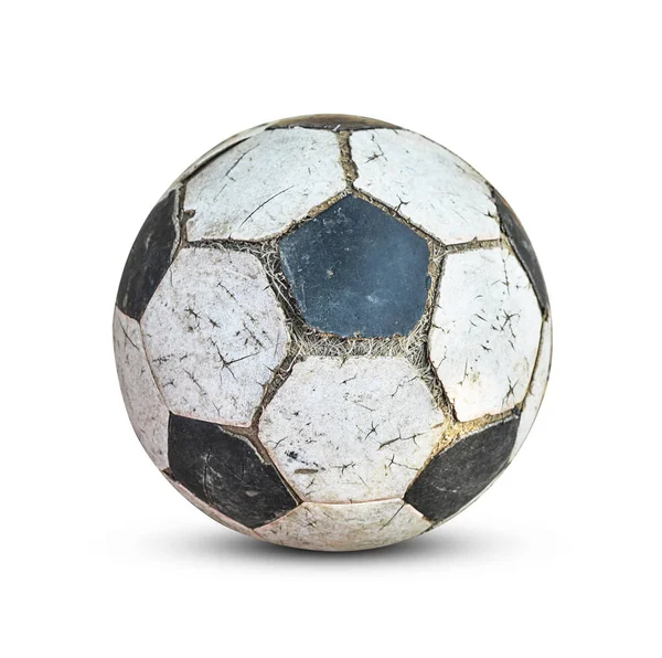 Старый Футбольный Мяч Изолирован Белом Фоне — стоковое фото