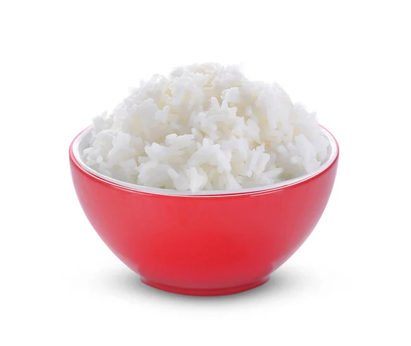 Rice Red Bowl White Background — Stock Photo, Image