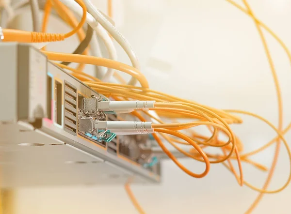 Câbles Fibres Optiques Connectés Centre Données — Photo