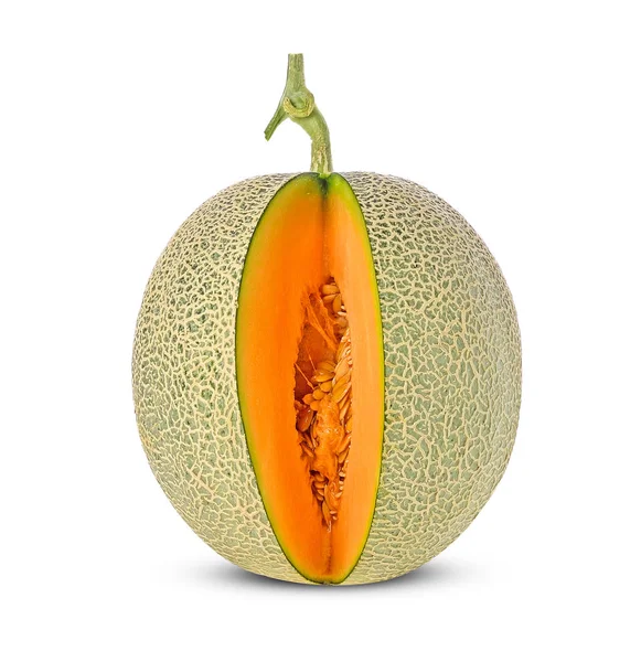 Cantaloupe meloen geïsoleerd op witte achtergrond — Stockfoto