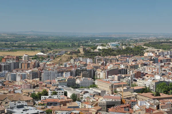  Catalonia, İspanya, Seu Vella dan Lleida (Lerida) şehrin havadan görünümü