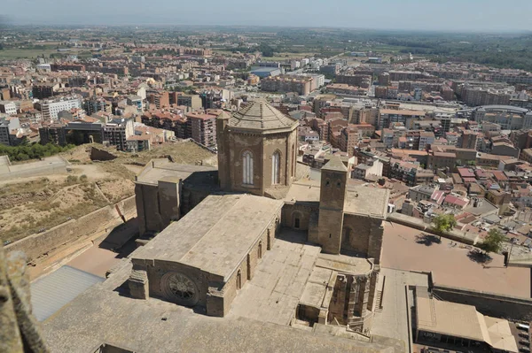 La Seu Vella (eski Cathedral), İspanya, İspanya Lleida (Lerida) şehrin havadan görünümü
