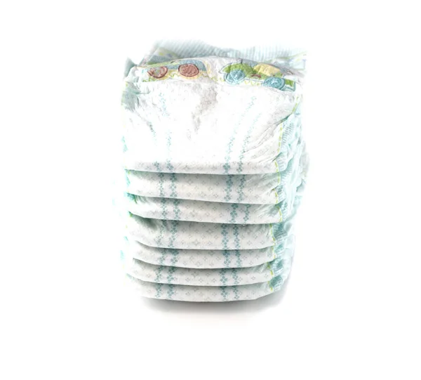 Дитячі підгузники на білому тлі, ізольовані — стокове фото
