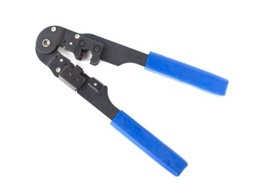 Sıkma için aracı ve sıyırma konektörler, ağ kablosu, yakın çekim, izole