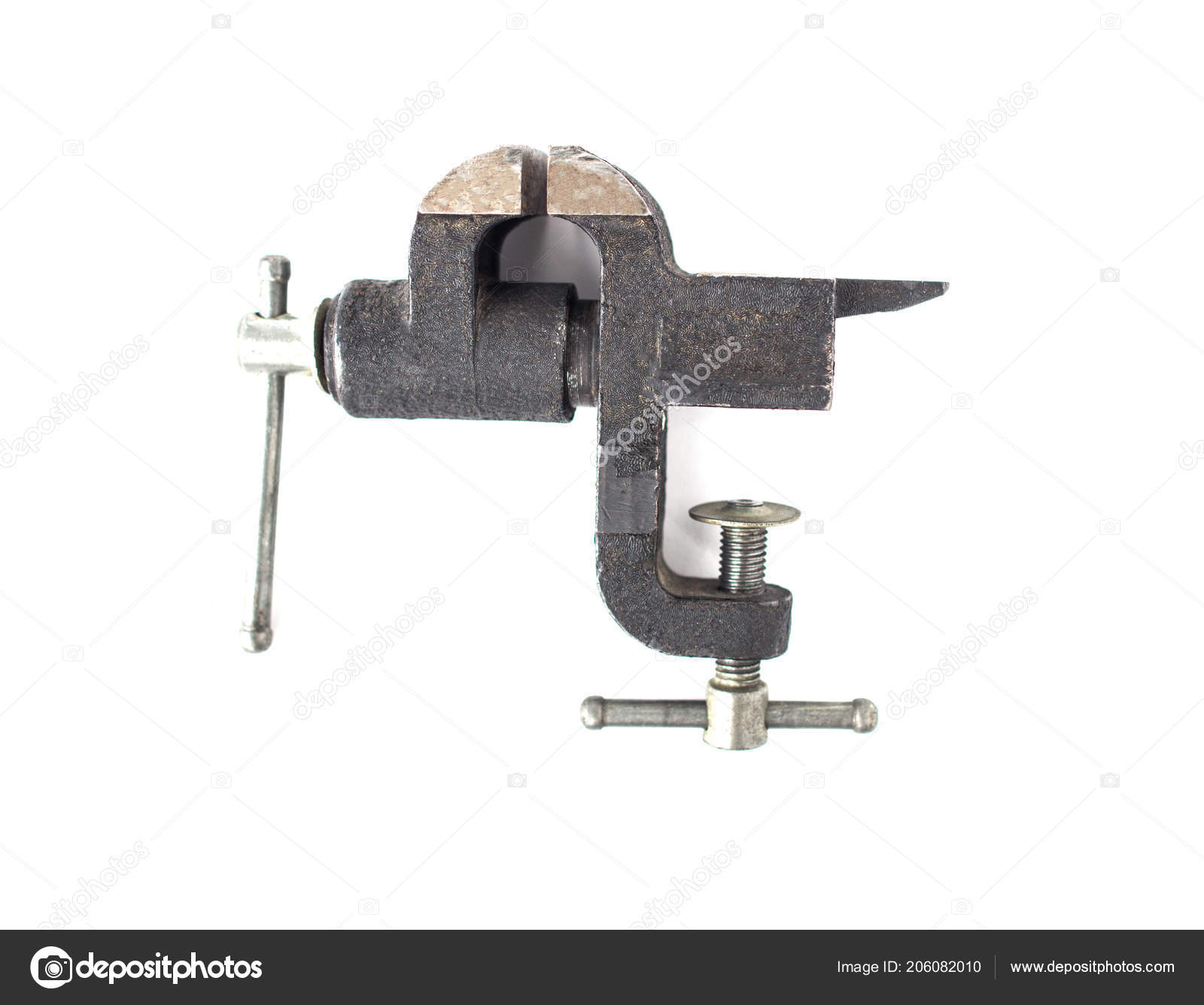 Small Black Desktop Vise Close Up Isolate Scavenger S