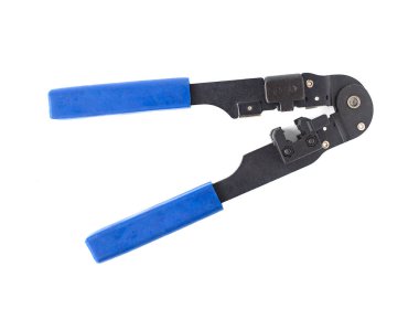 Sıkma için aracı ve sıyırma konektörler, ağ kablosu, yakın çekim, izole