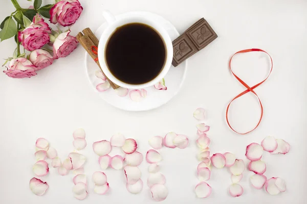 Eighth of March, coffee, roses