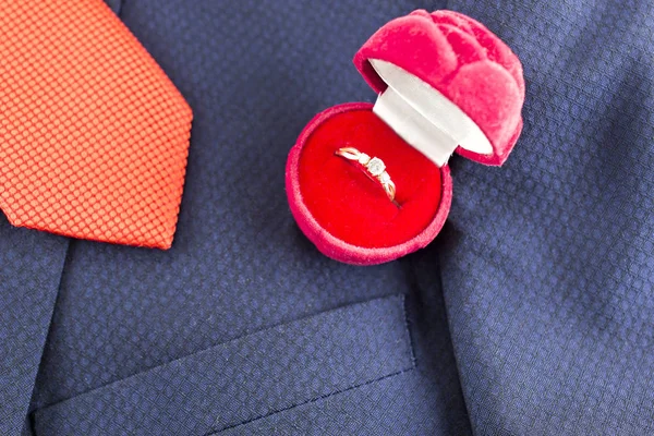 Pierścień, krawat i kurtkę, zbliżenie — Zdjęcie stockowe