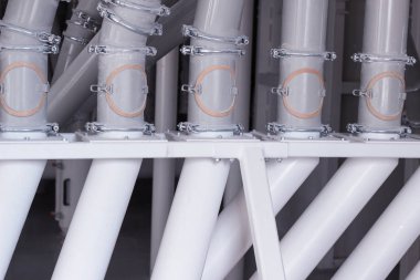İçin gıda üretim tesisleri, un, bir sürü metal borular hangi gıda un geçer, breadstuffs, üretim