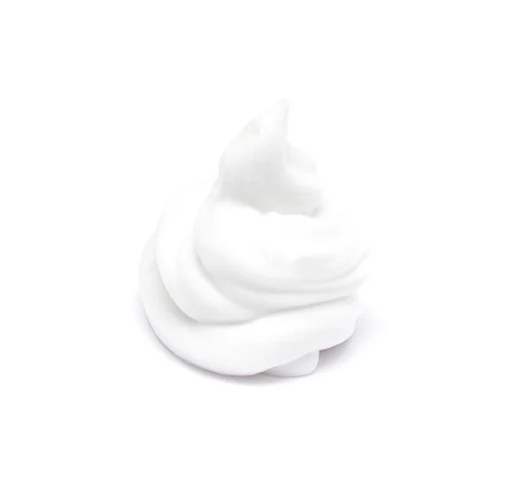 Schiuma per una rasatura confortevole e liscia senza irritazione cutanea su fondo bianco, isolata, primo piano, dermatologica — Foto Stock