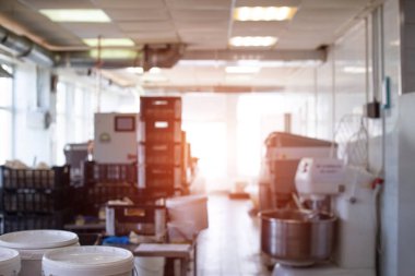 Tatlı ve hamur işleri üretimi için şekerleme dükkanı, arka plan, kopyalama alanı