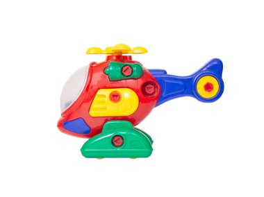 beyaz bir arka plan üzerinde çok renkli çocuk helikopter, izole, ulaşım