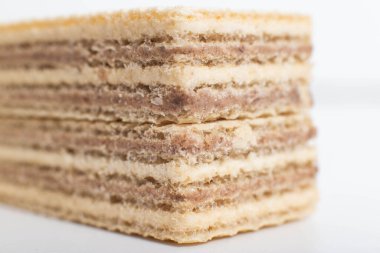 Tatlı olarak çikolatalı waffle, yakın plan.