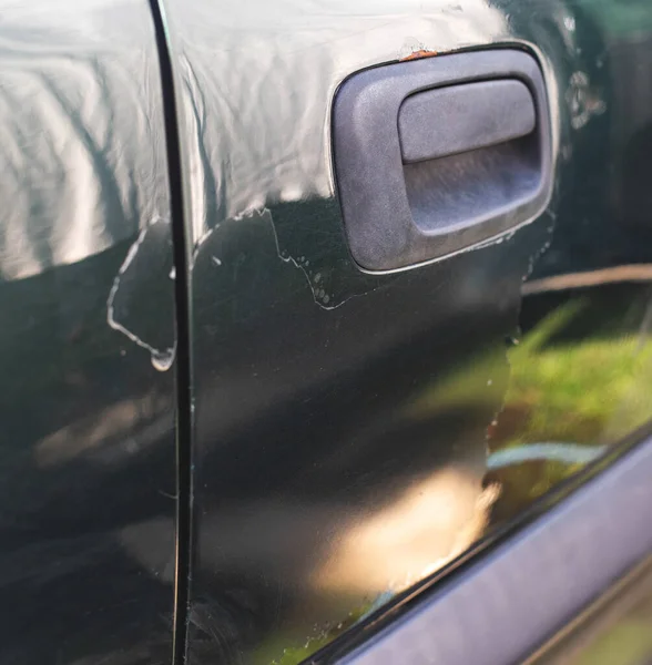 Peeling Car Paint Passenger Door Car Poor Car Painting Surface — Stock Photo, Image
