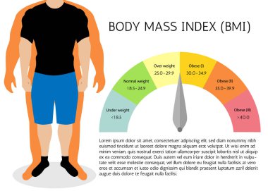 BMI veya vücut kitle endeksi Infographic Chart.Vector illüstrasyon.