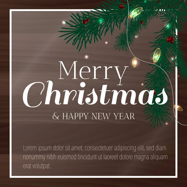 Noel ağacı ve garland zarif Noel Poster şablonu. Vektör çizim