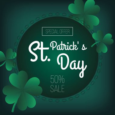 Mutlu Aziz Patrick günü tebrik posteri. Vektör çizim