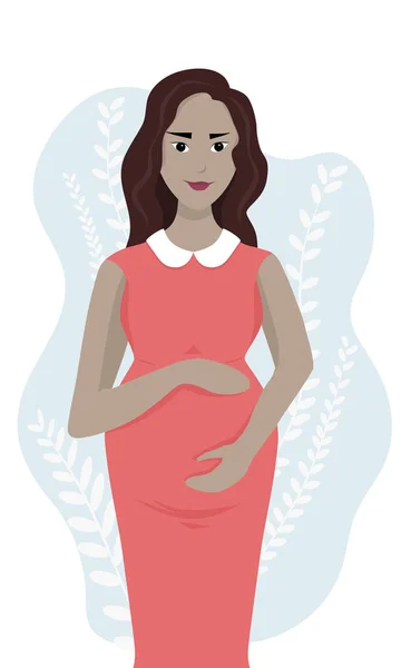 Hamilelik sevimli karikatür vektör illüstrasyon. Genç hamile kadın, EPS 10