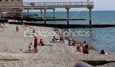 Sochi Beach'te. Adler bölgesi. 2018 yazında