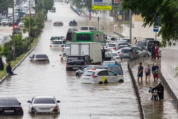 Sochi içinde sel. Adler bölgesi. 06.07.2018