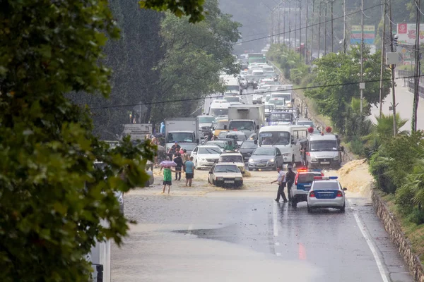 Flooding Sochi Football Match Russia Croatia Adler District 2018 — Stock Photo, Image