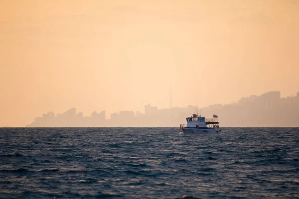 Veleiro Pôr Sol Mar — Fotografia de Stock