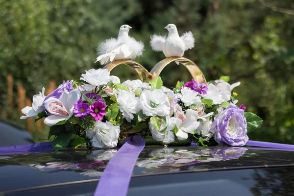 Wedding Decor Rings Car — Stock Photo, Image