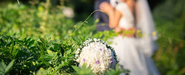 前景背景新娘花束 — 图库照片