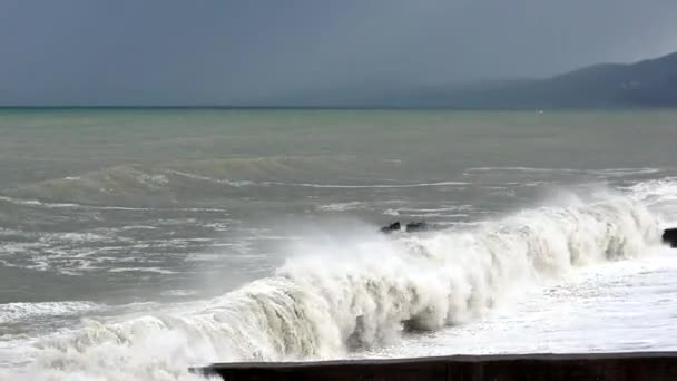 Storm Zwarte Zee Vuil Water Grote Golven — Stockvideo