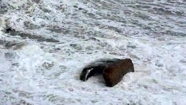 Storm Zwarte Zee Vuil Water Grote Golven — Stockvideo