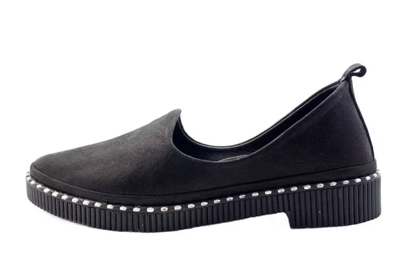 Zapatos Femeninos Negros Sobre Fondo Blanco —  Fotos de Stock