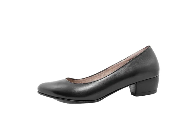 Черная Женская Обувь Белом Фоне — стоковое фото