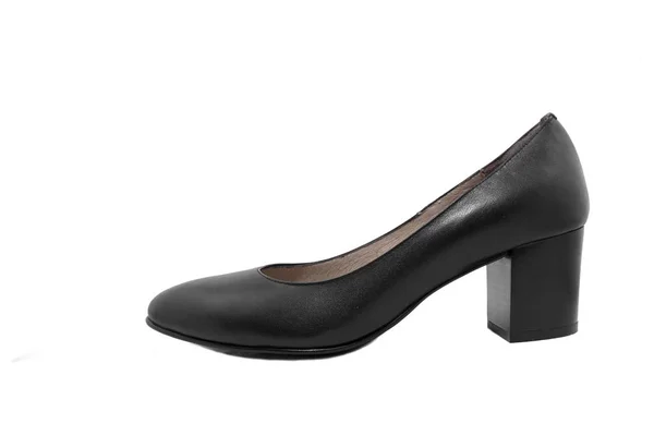 Черная Женская Обувь Белом Фоне — стоковое фото