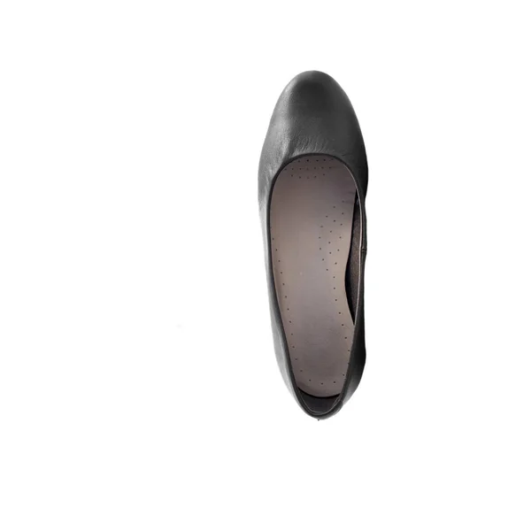 Zwart Vrouwelijke Schoenen Een Witte Achtergrond — Stockfoto