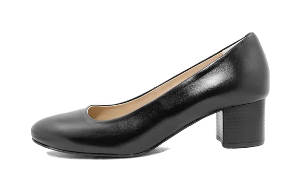 Sapatos Femininos Pretos Fundo Branco — Fotografia de Stock