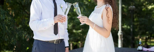 Novia Novio Celebración Gafas Boda —  Fotos de Stock