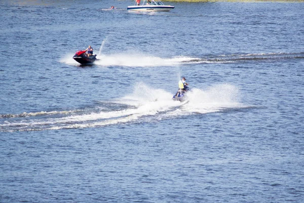 Vacationers Ride Boats Boats River Dnieper River Kiev — Stock Photo, Image