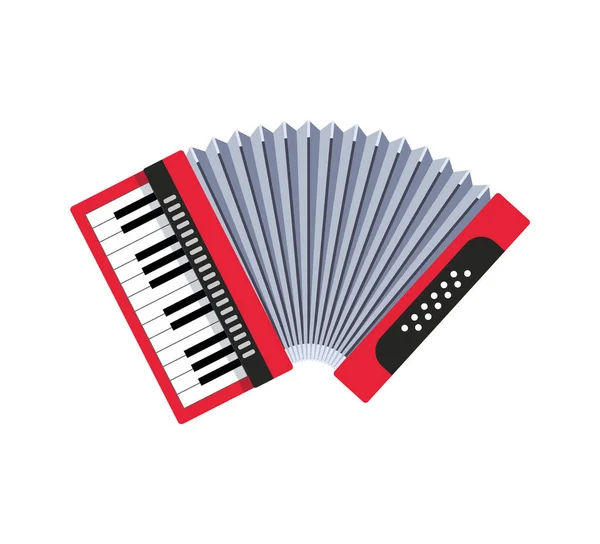 Accordion White Background Classical Keyboard Musical Instrument Cute Flat Cartoon — Stock Vector