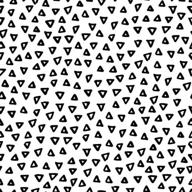 Elle çizilmiş doodle üçgen öğeleri soyut Dikişsiz siyah-beyaz desen. İskandinav tasarım stili. Vektör Gösterim amacıyla Tekstil, arka planlar vb