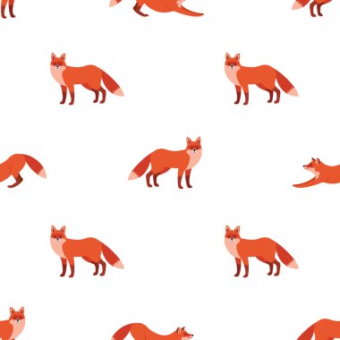 Kırmızı tilki ile şirin seamless modeli. Vektör çizim için dekorasyon Tekstil, dizüstü bilgisayarlar, için vb duvar kağıtları