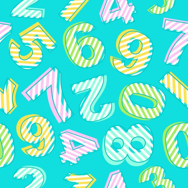 ミントグリーンの背景にカラフルな数字のシームレスなパターン 赤ちゃん ストライプの子供のデザイン ベクターイラスト — ストックベクタ