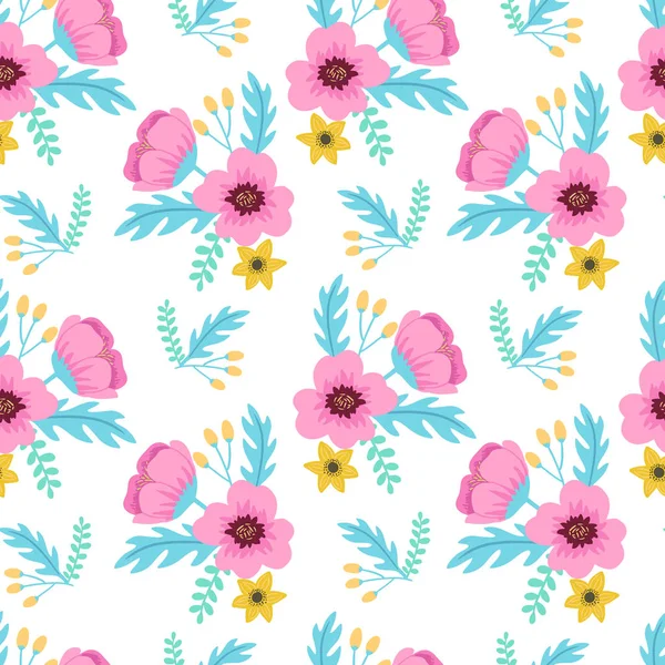 Élégant Motif Floral Sans Couture Coloré Avec Des Fleurs Roses — Image vectorielle