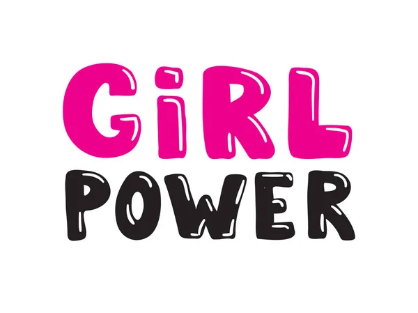 Girl Power Slogan Hand Dras Rosa Och Svarta Bokstäver Vektor — Stock vektor