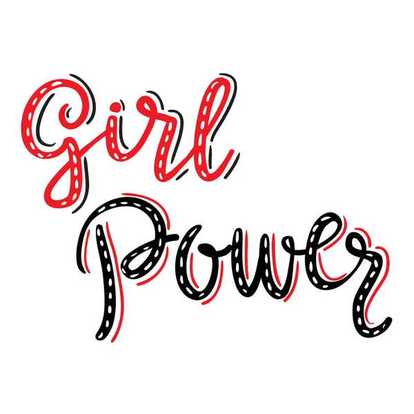 Girl Power Slogan Handritad Röda Och Svarta Bokstäver Vit Bakgrund — Stock vektor