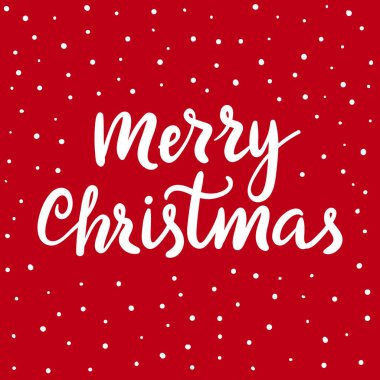 Neşeli Noel el yazı kırmızı zemin üzerine çekilmiş. Tebrik kartları, yılbaşı posterler için illüstrasyon vektör, vb web.