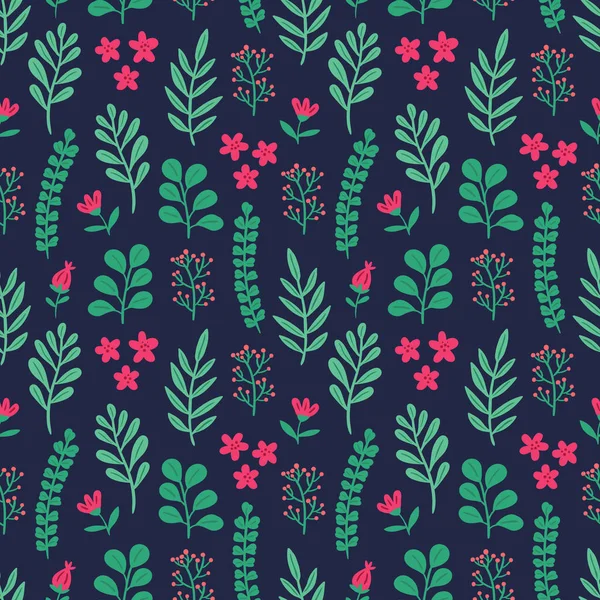 Motif Floral Coloré Sans Couture Avec Des Fleurs Rouges Sauvages — Image vectorielle