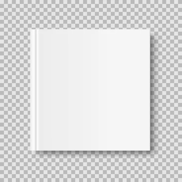 正方形の閉じた本模擬まで透明な背景に分離されました 白いブランク カバー のリアルな本 メモ帳 日記などのベクトル イラスト — ストックベクタ