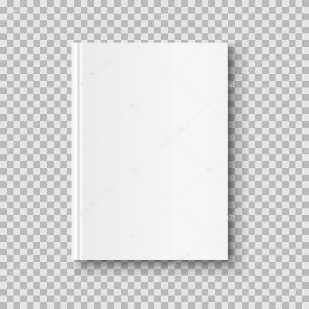 Vertical closed book mock up isolated on transparent background. White blank cover. 3D realistic book, notepad, diary etc vector illustration