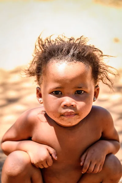 Wschód Windhoek Namibia Jan 2016 Niezidentyfikowany Bushman Małe Dziecko Bushman — Zdjęcie stockowe